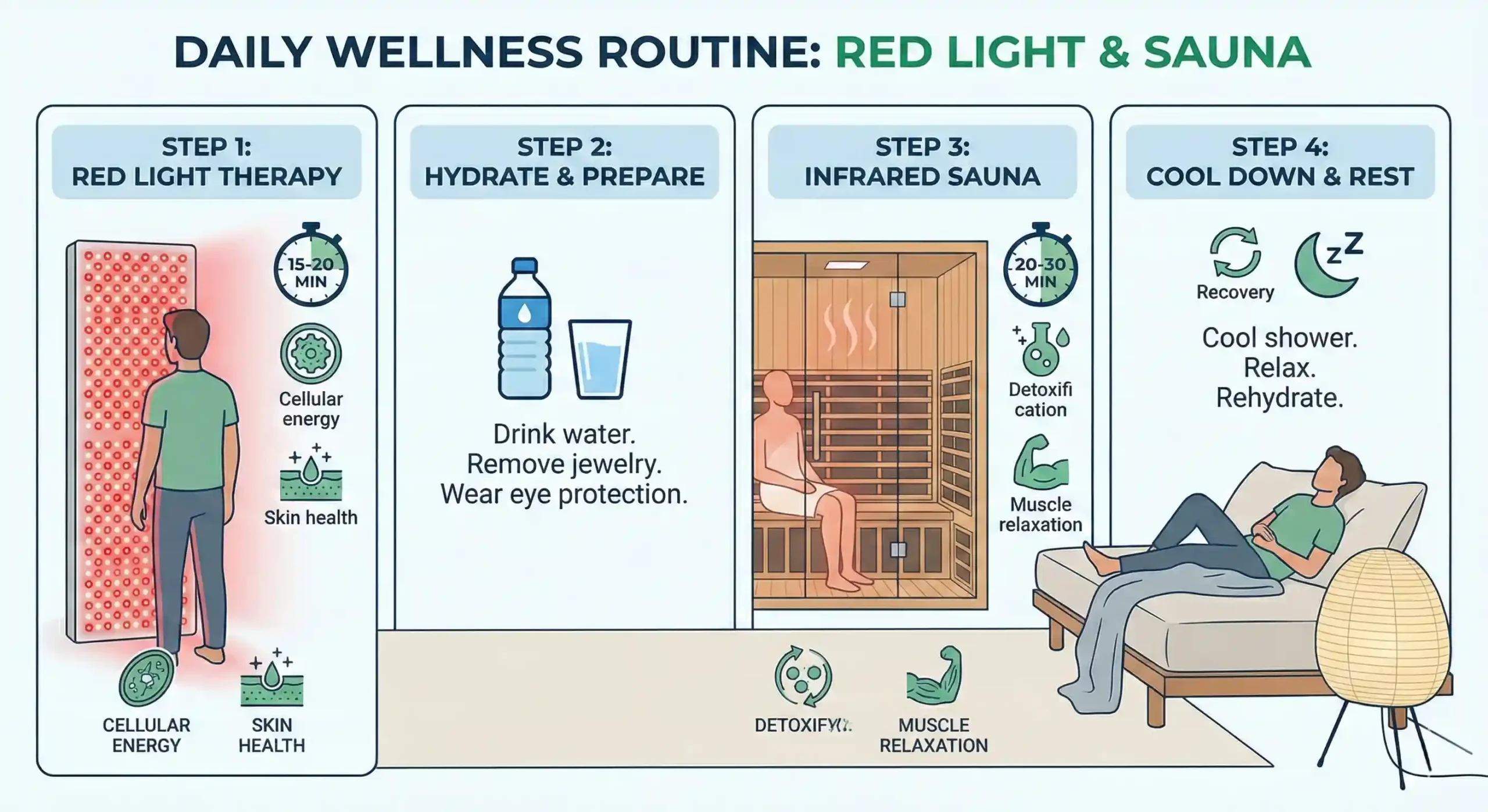 Correct order for combining red light therapy and sauna sessions