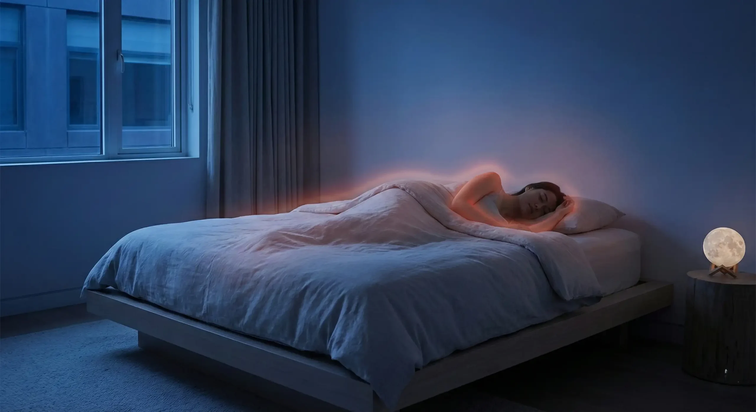 Cool bedroom environment supporting deep sleep and body temperature regulation